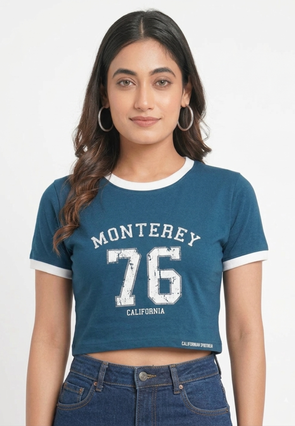 Women's Monterey 76 Graphic Crop Top - Retro Ringer Tee