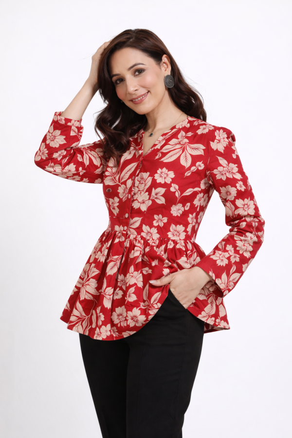 Women's Floral Printed Peplum Top