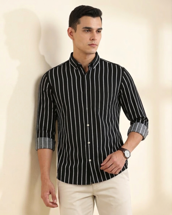 Men's Premium Vertical Striped Cotton Casual Shirt